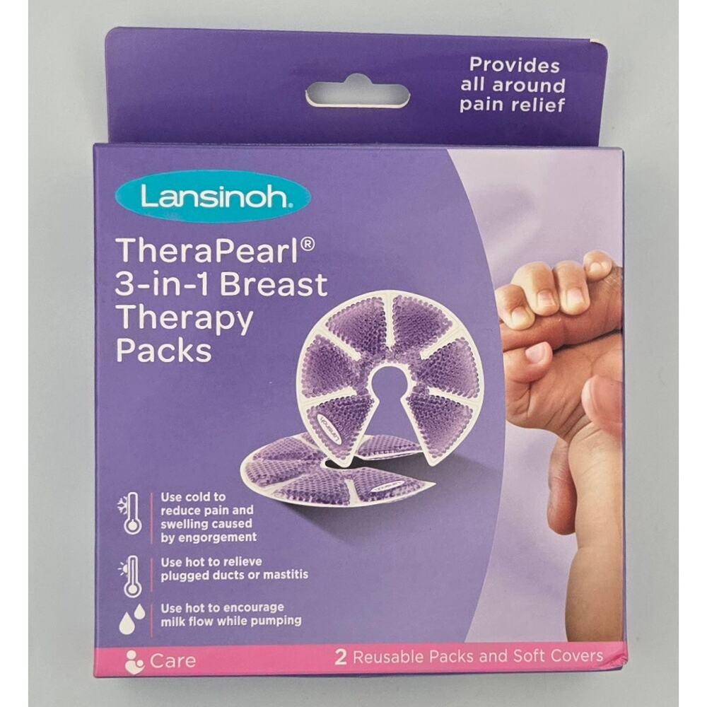 Lansinoh Therapearl 3-in-1 Breast Therapy Packs 2 Reusable Packs and Soft Covers